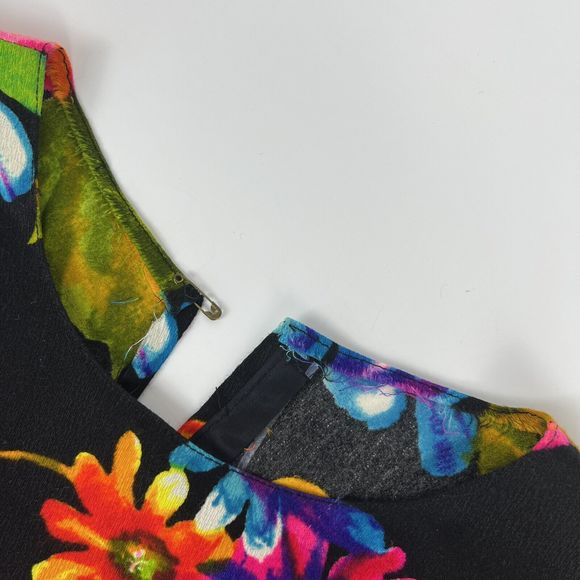 Vtg GoGo Dress Sz M Matching Shawl & Skirt‎ Handmade Bright Flowers Pom Pom Trim - Picture 15 of 16